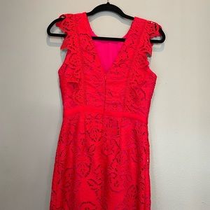 Red lace cocktail dress